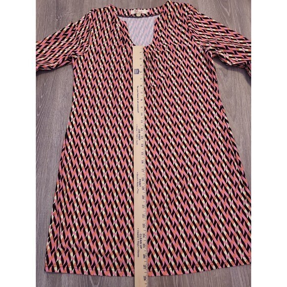 Aryeh Womens Tunic Dress V Neck Pink Geometric Print‎ Multicolor Size Large - Picture 7 of 14